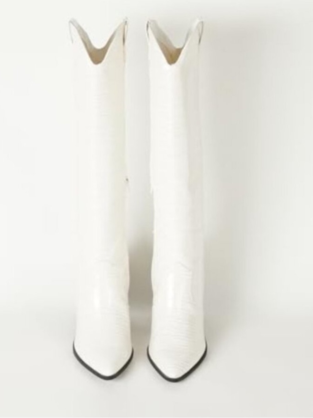 White Pointed-Toe Knee-High Boots